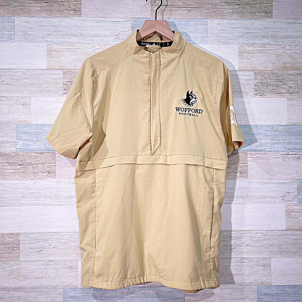 WOFFORD TERRIERS Football Adidas Team Issued Jacket Beige 1/4 Zip Mens Small